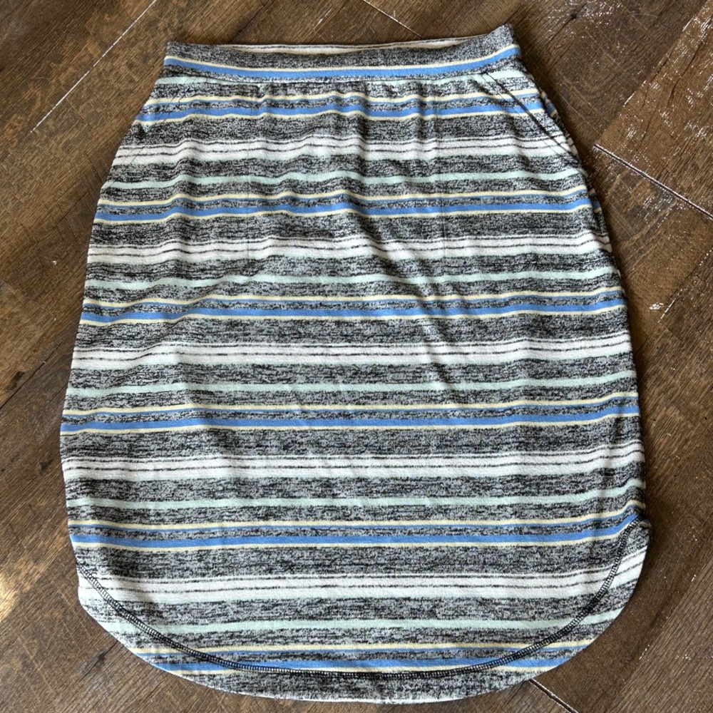 T by Talbots Gray Blue Striped Space Dye Skirt Pockets Petite Small SP